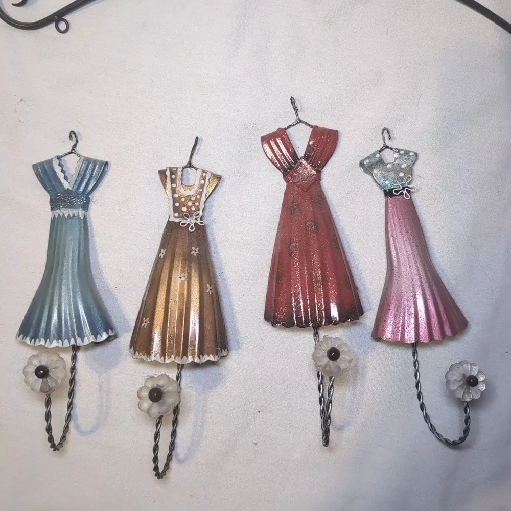 VTG Dress Shape Hooks W/ Wall Mounted Hanger Decorative Hanger Hook 17